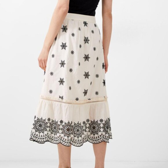 French Connection White Felicity Embroidered Midi – Skirt Size 4 (UK 8) - Picture 2 of 7